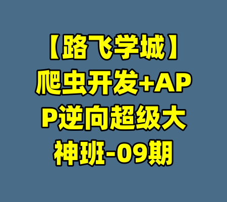 【路飞学城】爬虫开发+APP逆向超级大神班-09期-99资源站