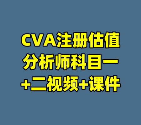 CVA注册估值分析师科目一+二视频+课件-99资源站