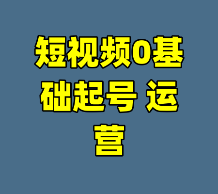 短视频0基础起号 运营-99资源站