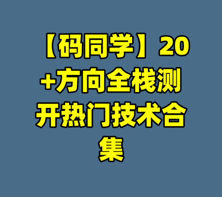 【码同学】20+方向全栈测开热门技术合集