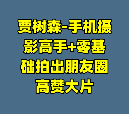 贾树森-手机摄影高手+零基础拍出朋友圈高赞大片-99资源站