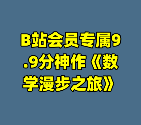 B站会员专属9.9分神作《数学漫步之旅》-99资源站