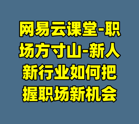网易云课堂-职场方寸山-新人新行业如何把握职场新机会