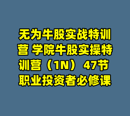 无为牛股实战特训营 学院牛股实操特训营（1N） 47节 职业投资者必修课