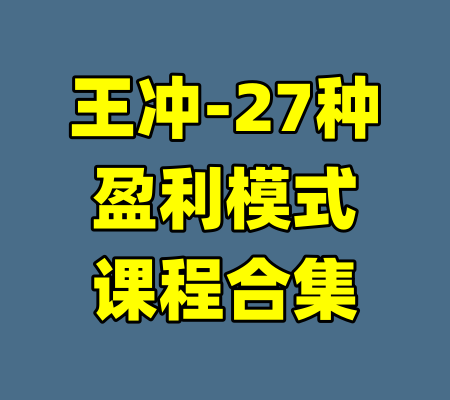 王冲-27种盈利模式课程合集