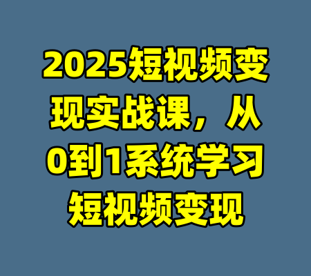 2025短视频变现实战课，从0到1系统学习短视频变现-99资源站