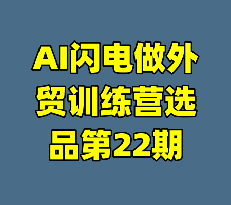 AI闪电做外贸训练营选品第22期-99资源站