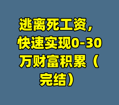 逃离死工资，快速实现0-30万财富积累（完结）-99资源站
