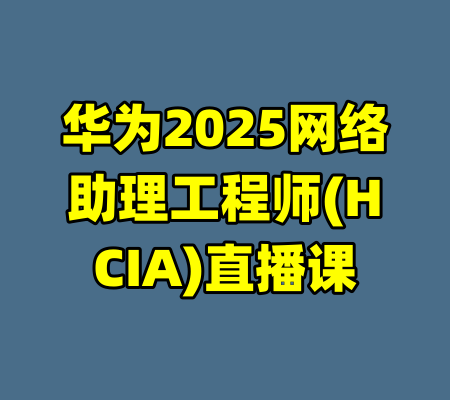 华为2025网络助理工程师(HCIA)直播课-99资源站
