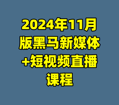 2024年11月版黑马新媒体+短视频直播课程