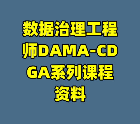 数据治理工程师DAMA-CDGA系列课程资料-99资源站