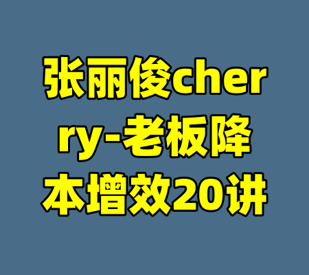张丽俊cherry-老板降本增效20讲
