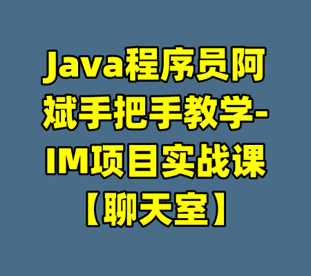 Java程序员阿斌手把手教学-IM项目实战课【聊天室】-99资源站