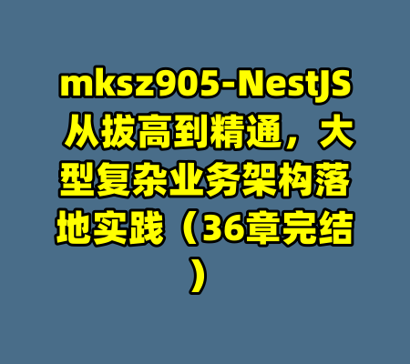 mksz905-NestJS 从拔高到精通，大型复杂业务架构落地实践（36章完结）