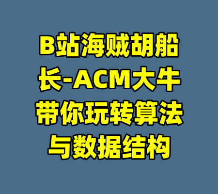 B站海贼胡船长-ACM大牛带你玩转算法与数据结构-99资源站