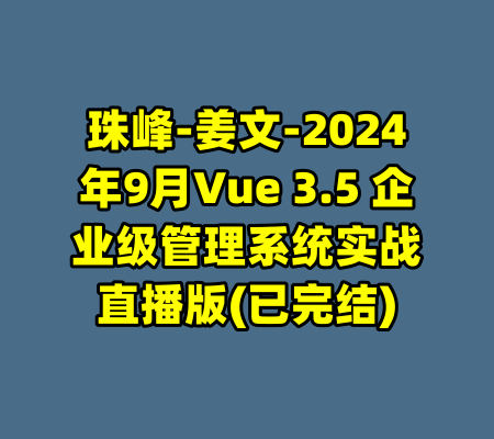 珠峰-姜文-2024年9月Vue 3.5 企业级管理系统实战直播版(已完结)-99资源站